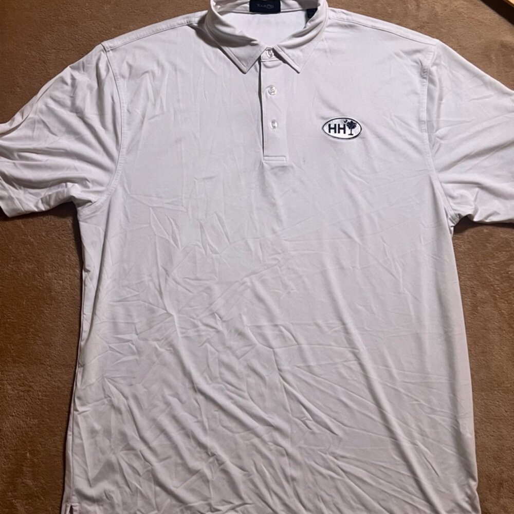 VTG Tour Play Hilton Head Island HHI‎ Men LG Golf Polo White Embroidered (W)